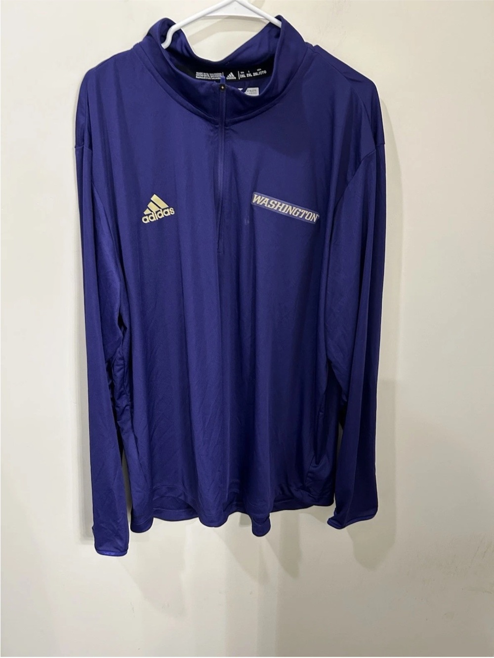 adidas Purple Long Sleeve Half-Zip Performance Top with Washington Logo